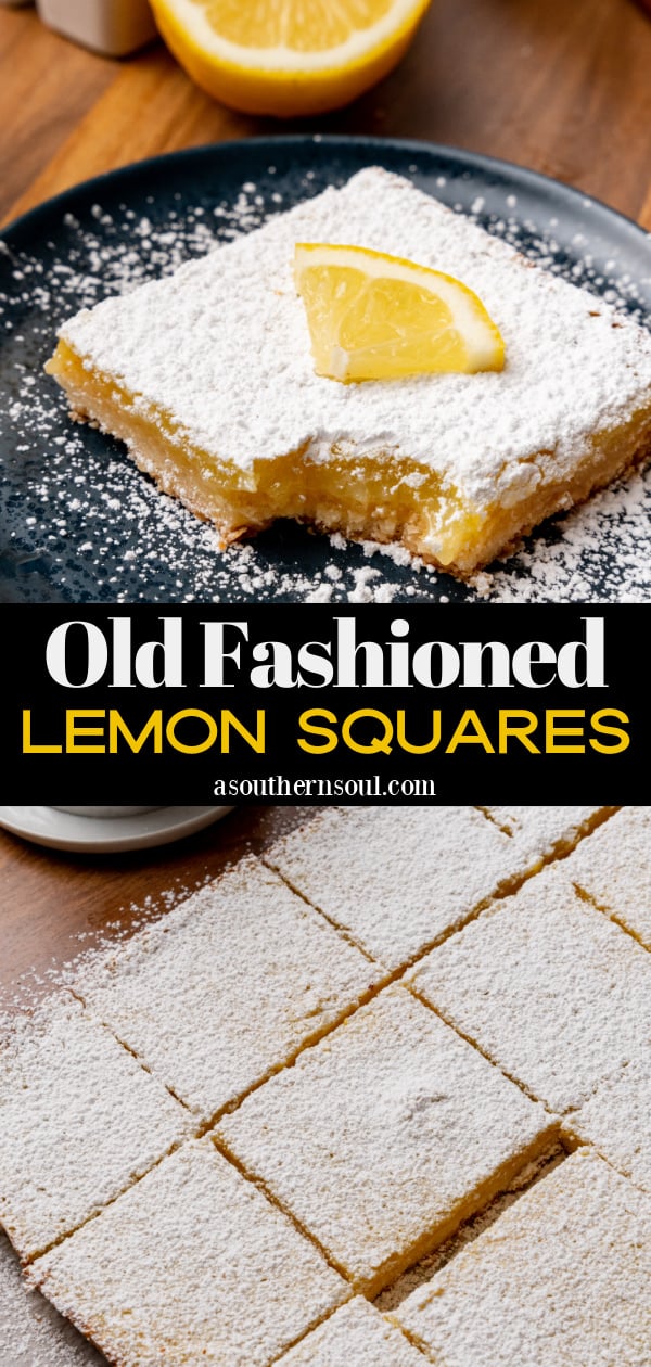 Pinterest pin for Old Fashioned Lemon Squares Recipe