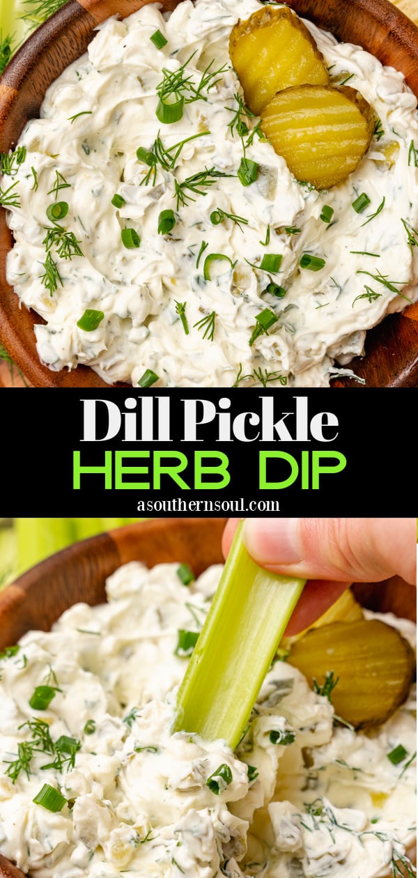 Pinterest pin for Dill Pickle Herb Dip