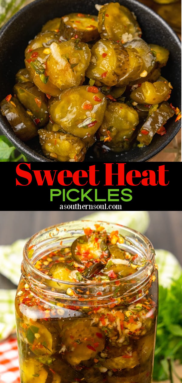 Pinterest pin for Sweet Heat Pickles