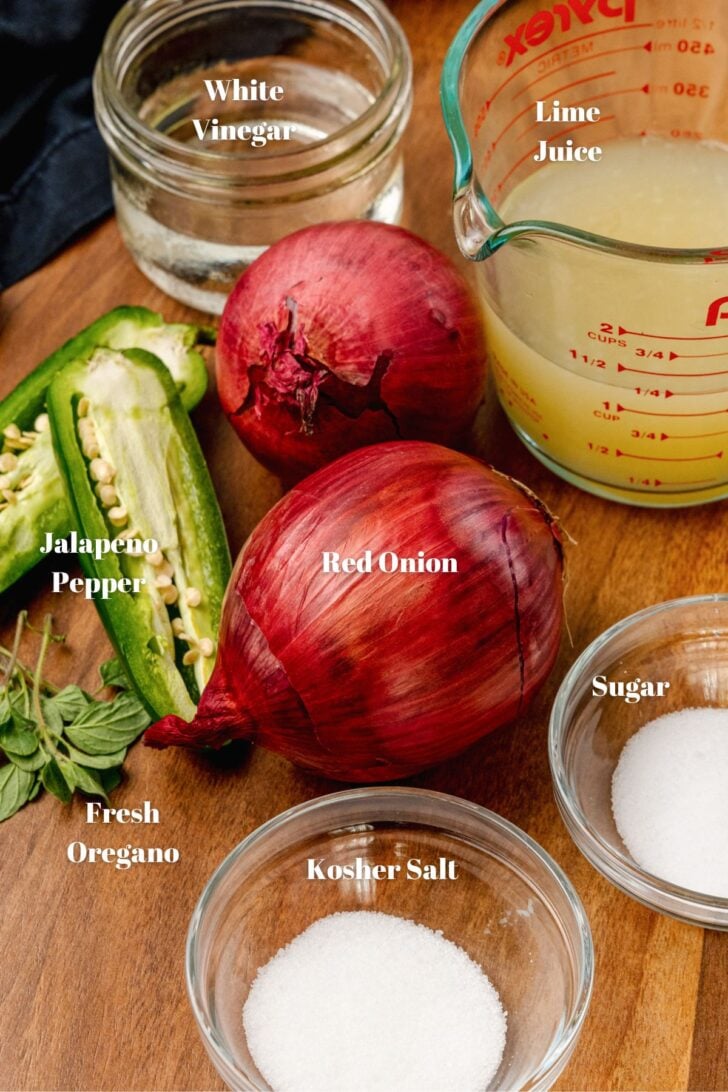 Ingredients for Easy Quick Pickled Red Onions