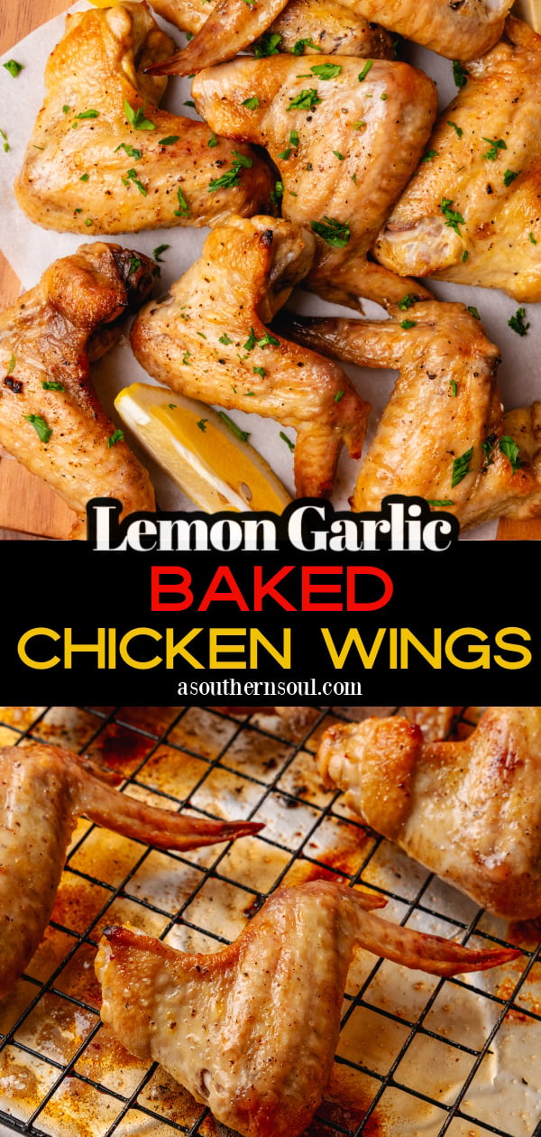 Chicken wings on a wire rack with a foil lined baking sheet.