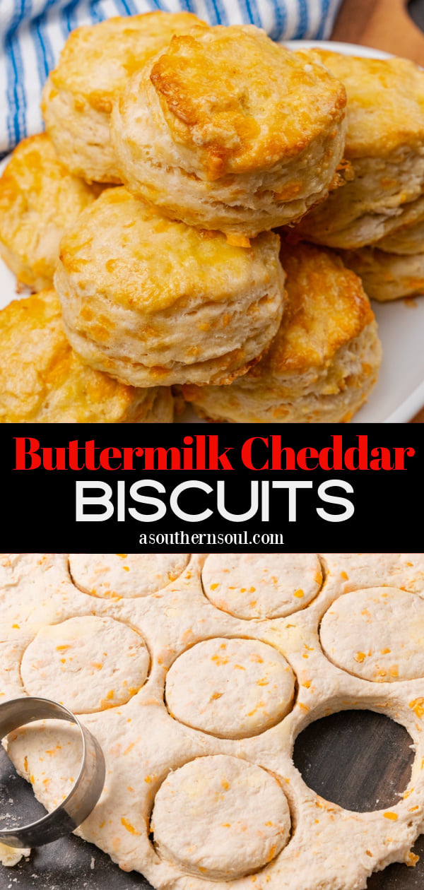Pinterest pin for Buttermilk Cheddar Cheese Biscuits
