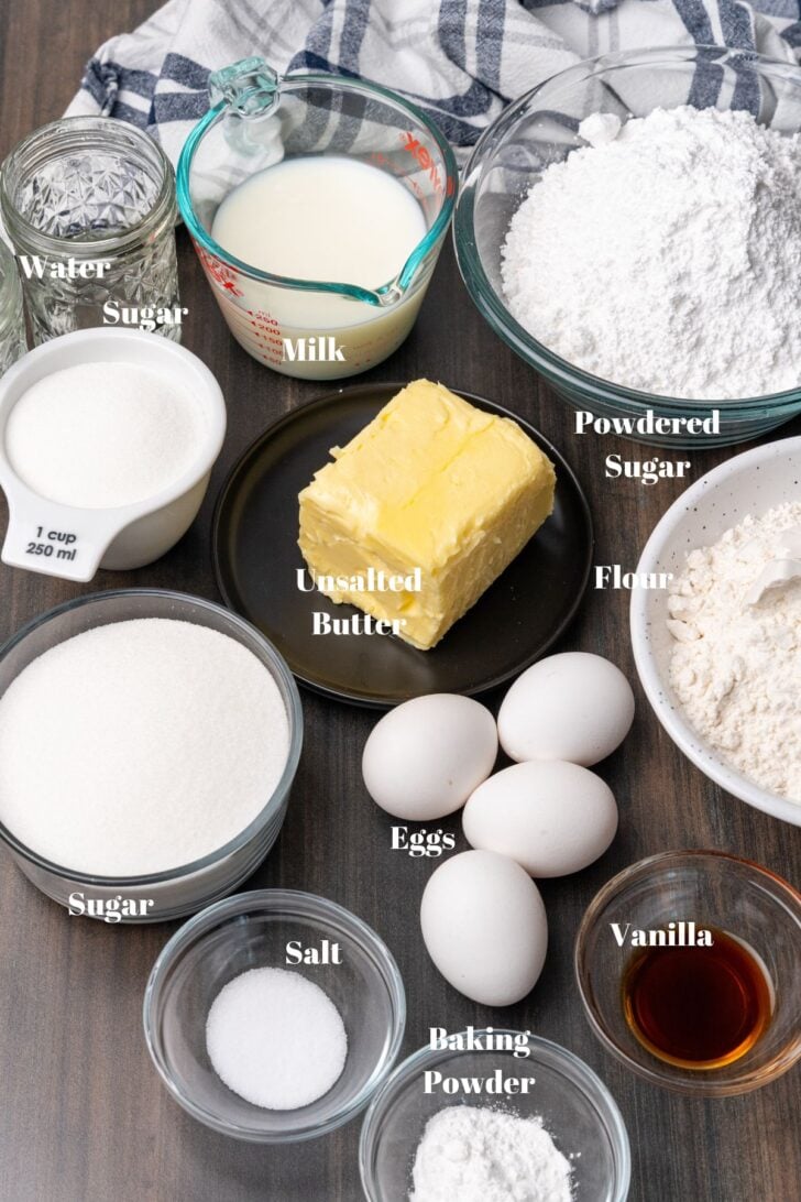 Ingredients for Old Fashioned Caramel Snack Cake
