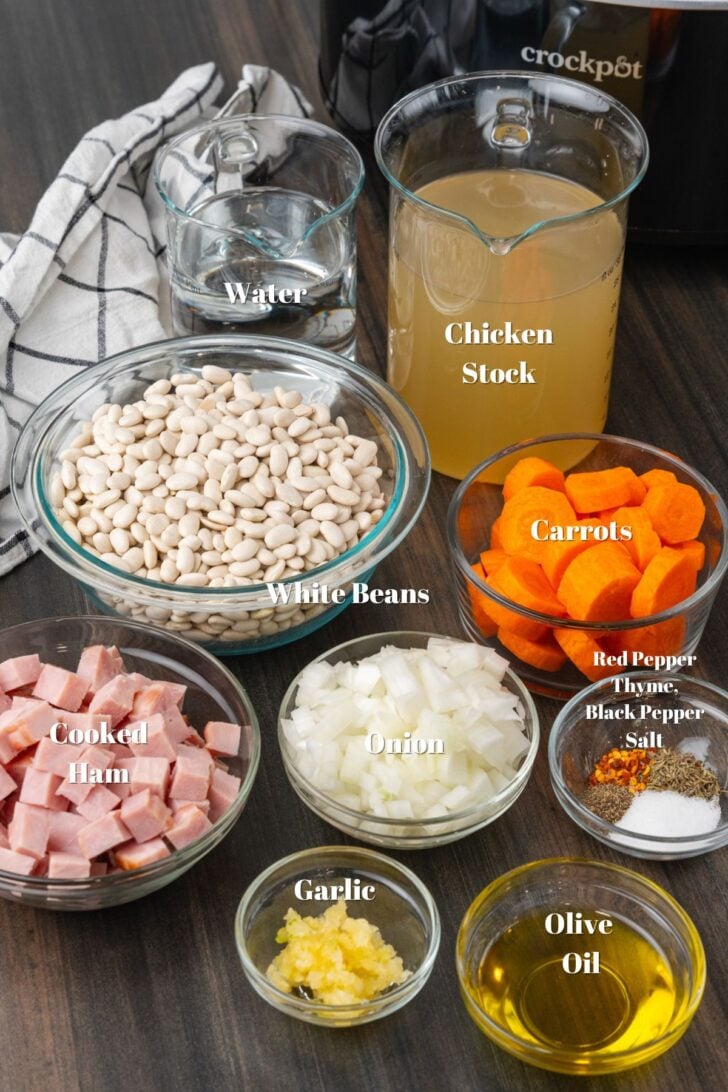 Ingredients for Slow Cooker Ham & White Bean Soup