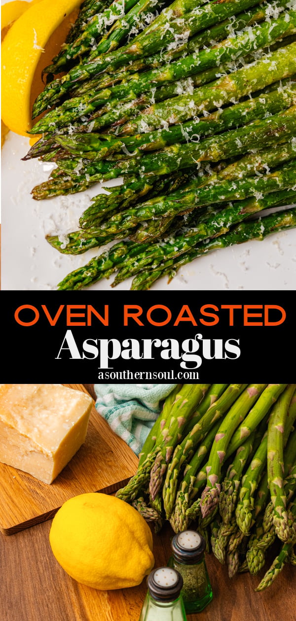 Pinterest pin image for Easy Oven Roasted Asparagus