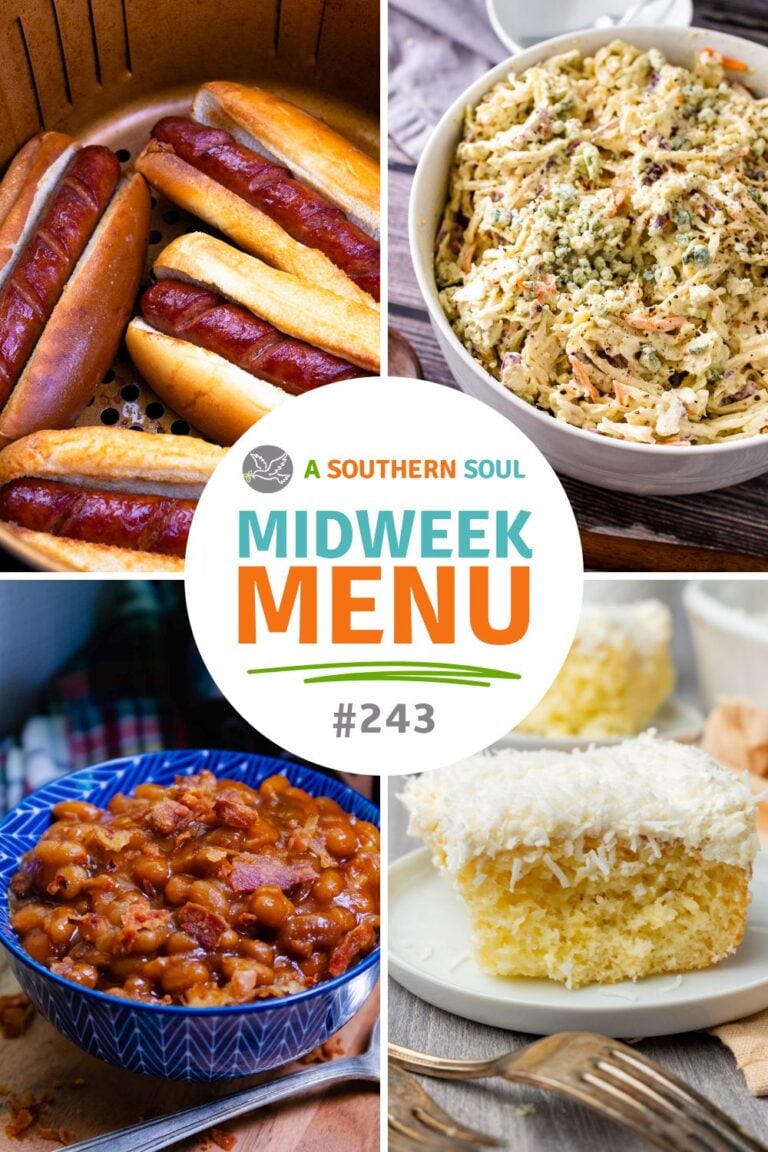 Midweek Menu 243 with 4 easy to make recipes for busy families.