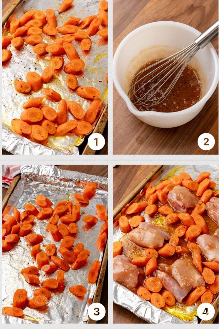 Honey Chickrn Thighs Shots Process from Sheet Pan Honey Glazed Chicken Thighs recipe