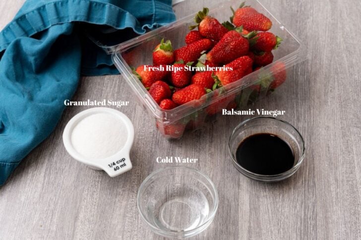 Ingredients for Easy Balsamic Vinegar Strawberries