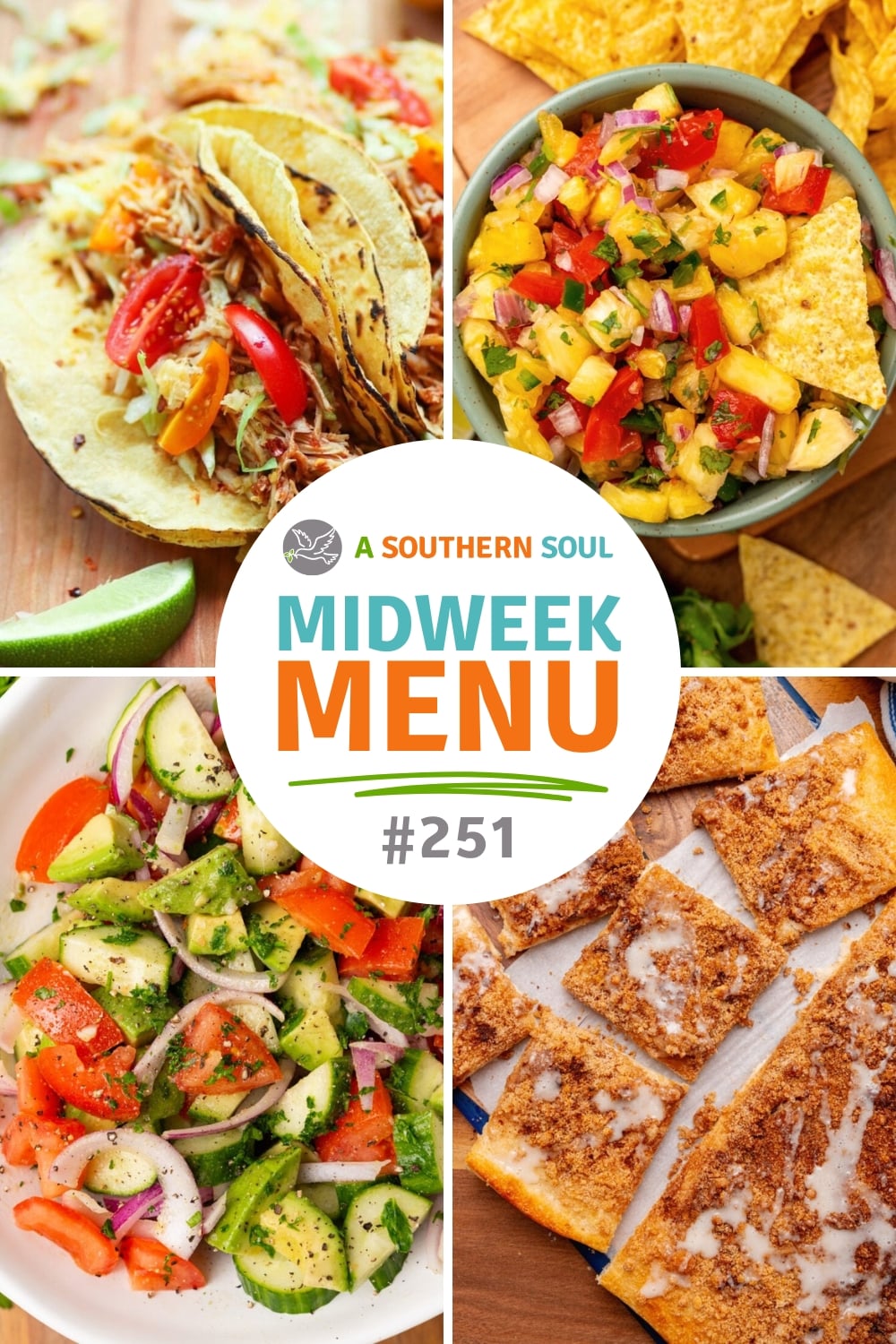 Step-by-step photos for Midweek Menu 251 Crock Pot Taco Chicken tacos, corn salsa, and cinnamon sugar crisps
