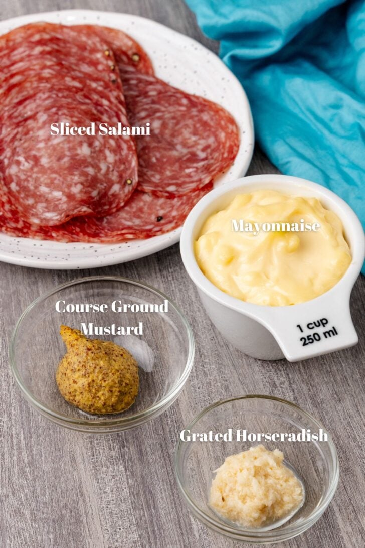 Ingredients for Salami Chips With Dip
