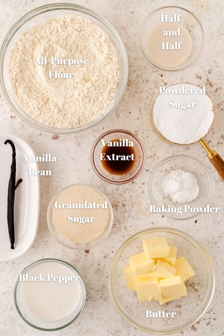 Ingredients for Easy Vanilla Scones