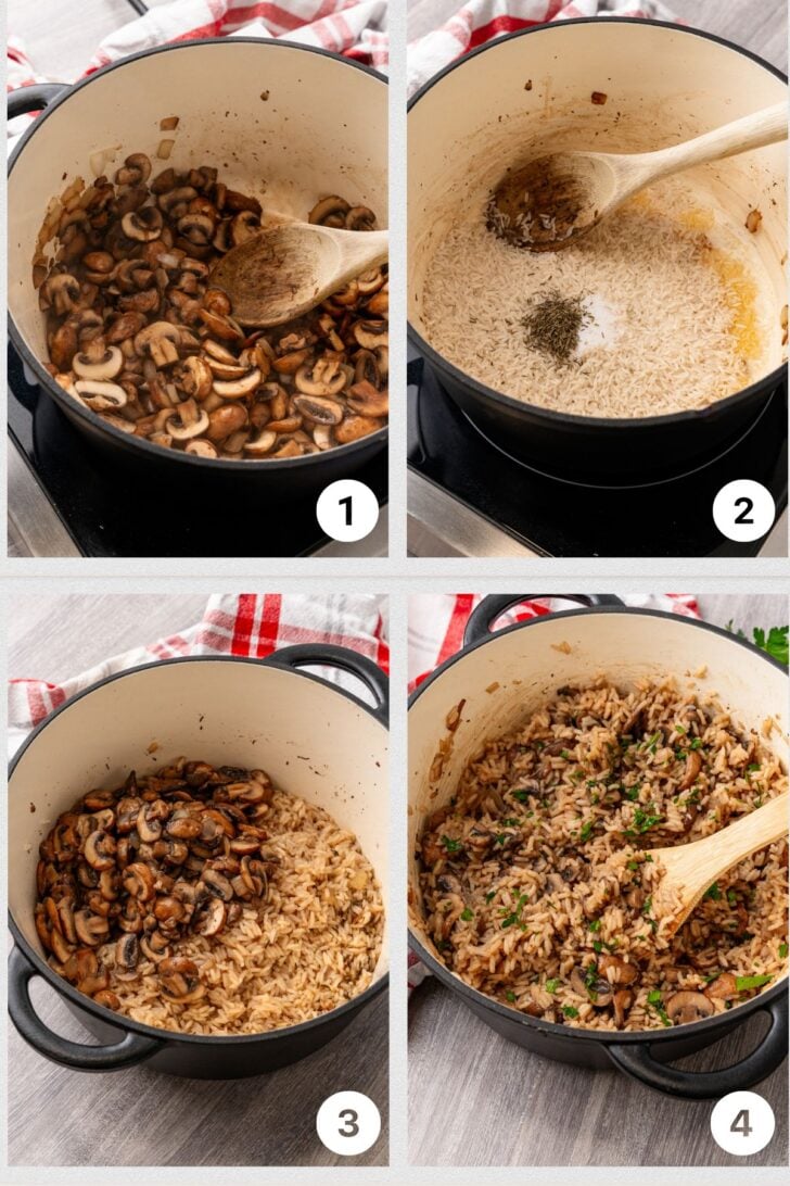 Mushroom Rice Process from One Pot Mushroom Rice recipe