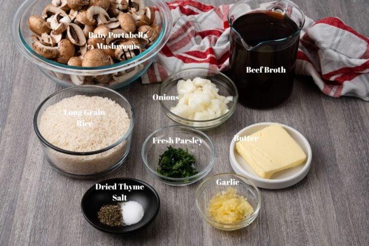 Mushroom Rice Ingred from One Pot Mushroom Rice recipe