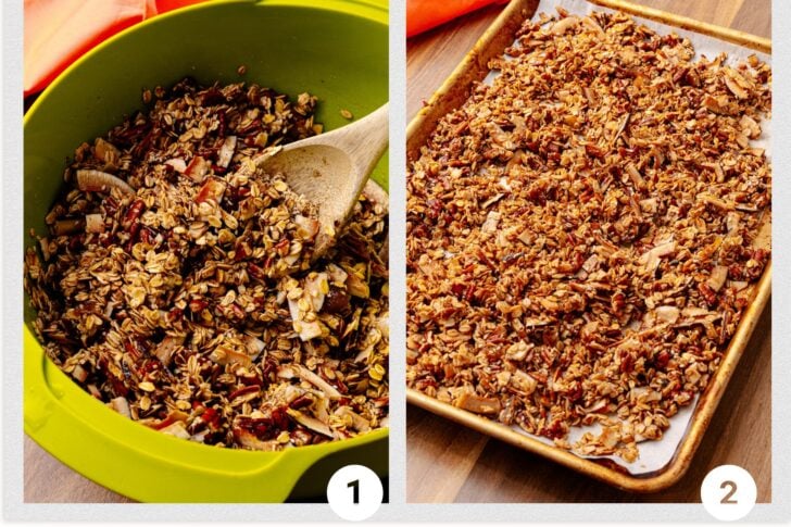 Process shots for making homemade granola.