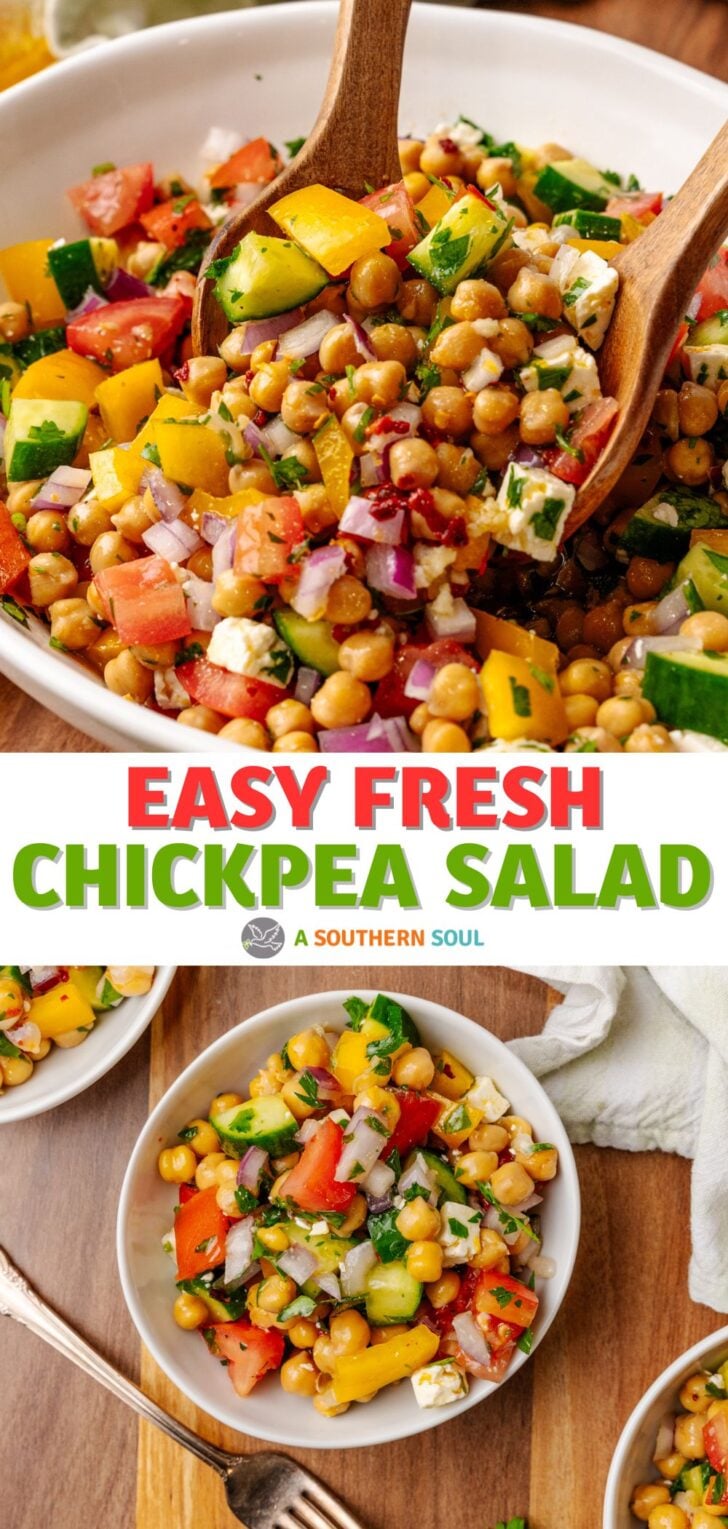 2 image pin for Pinterest of Chickpea Salad