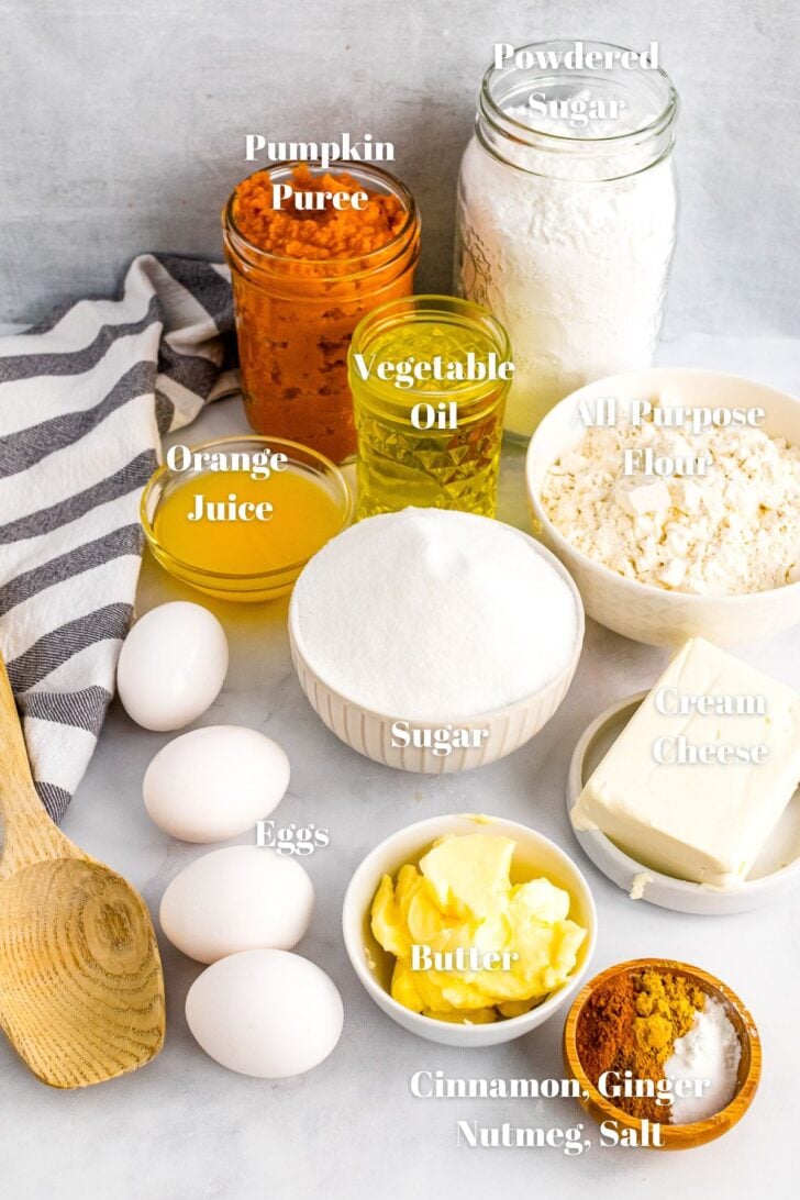 Ingredients for Pumpkin Snack Cake