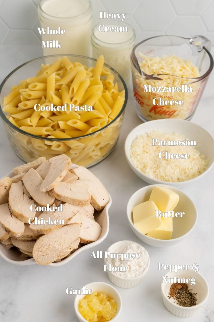 Ingredients for chicken alfredo casserole