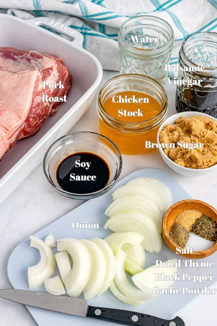 Ingredients for Slow Cooker Balsamic Brown Sugar Glazed Pork Roast