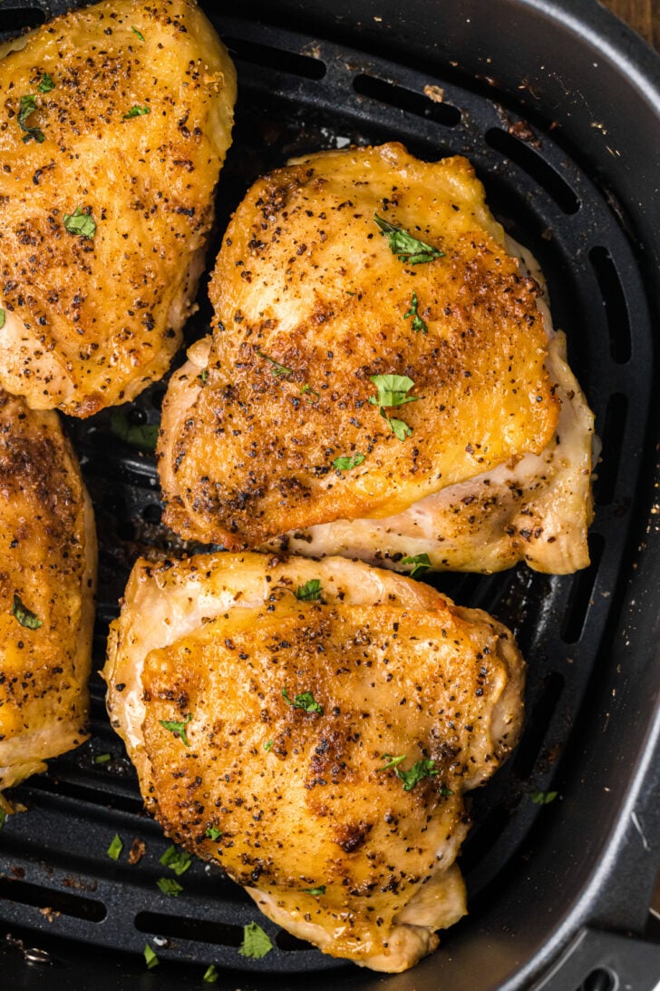 If you’re looking for the juiciest, most flavorful chicken thighs without all the fuss of frying, this Air-Fried Chicken Thighs recipe is the one for you! With just a handful of simple ingredients, you’ll get perfectly crisp, golden skin and tender, juicy chicken, all in under 30 minutes!