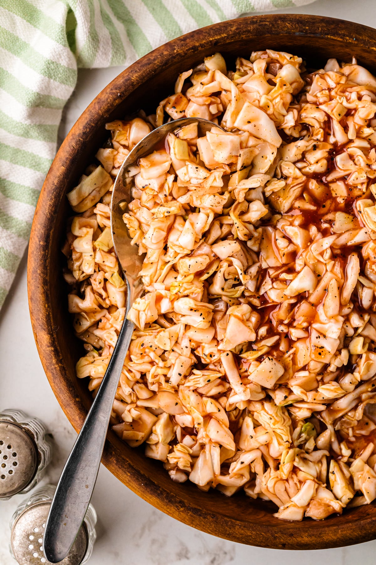 Carolina BBQ Red Slaw served with pulled pork, BBQ chicken or sandwiches.