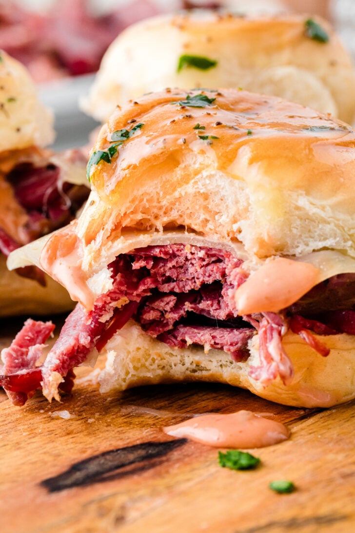 Reuben Sliders from Crock Pot Corned Beef Reuben Sliders recipe