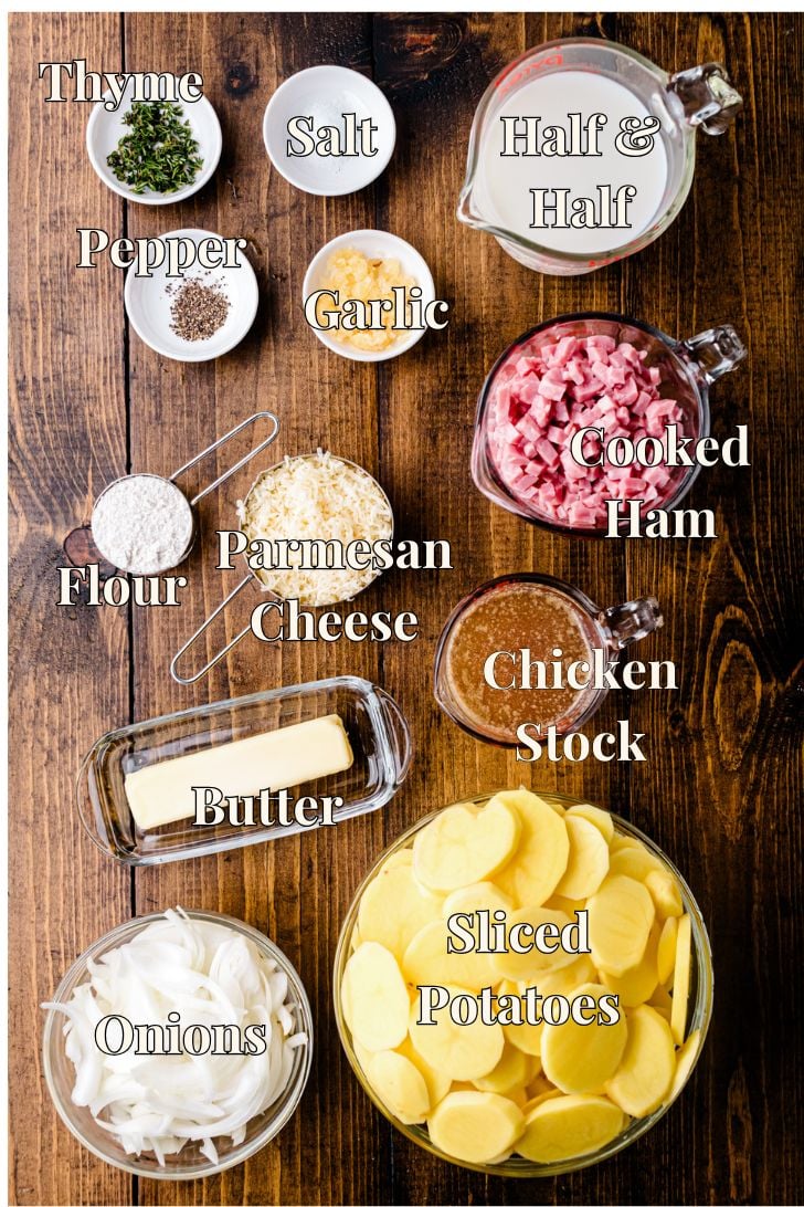 Ingredients for Scalloped Potatoes And Ham