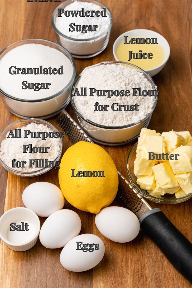 Ingredients for Old Fashioned Lemon Squares Recipe
