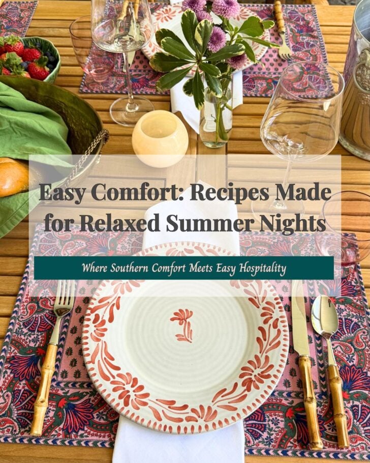 Easy Comfort Recipes for Relaxed Summer Nights featured image with a styled outdoor table setting.
