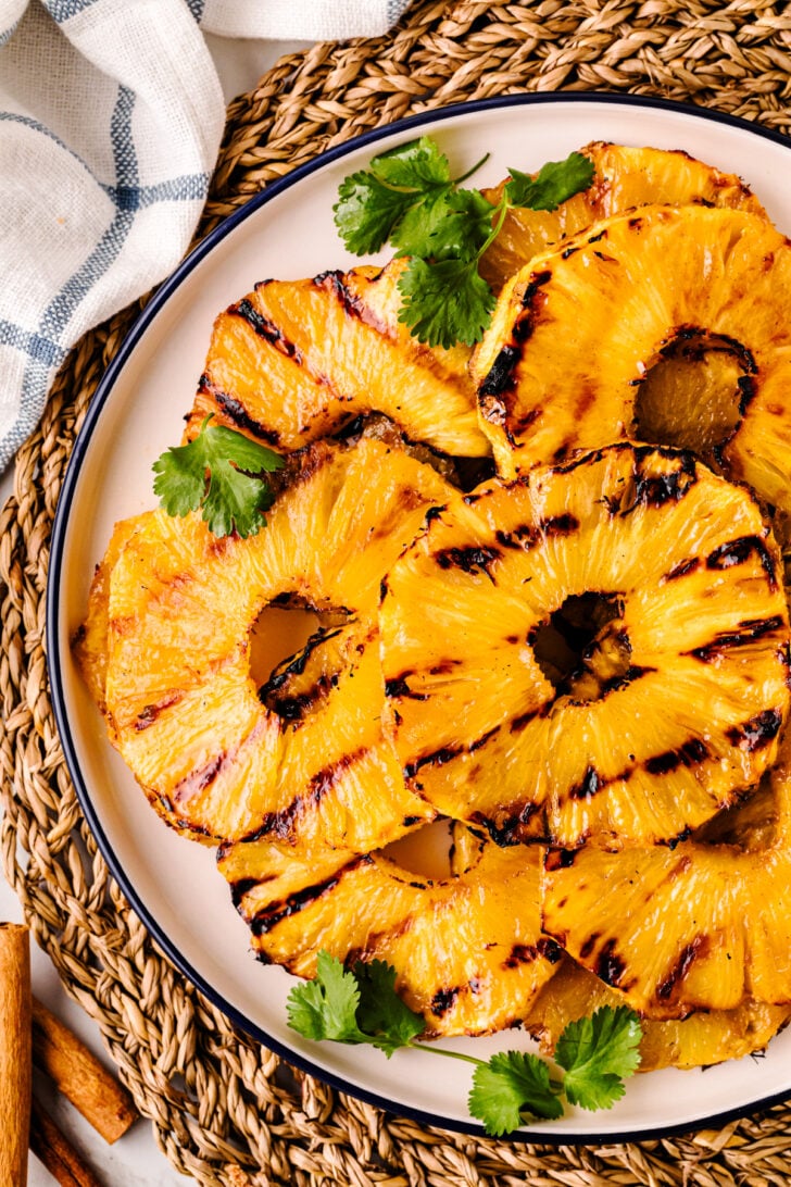 Pinterest pin for Grilled Pineapple with Brown Sugar Butter Glaze