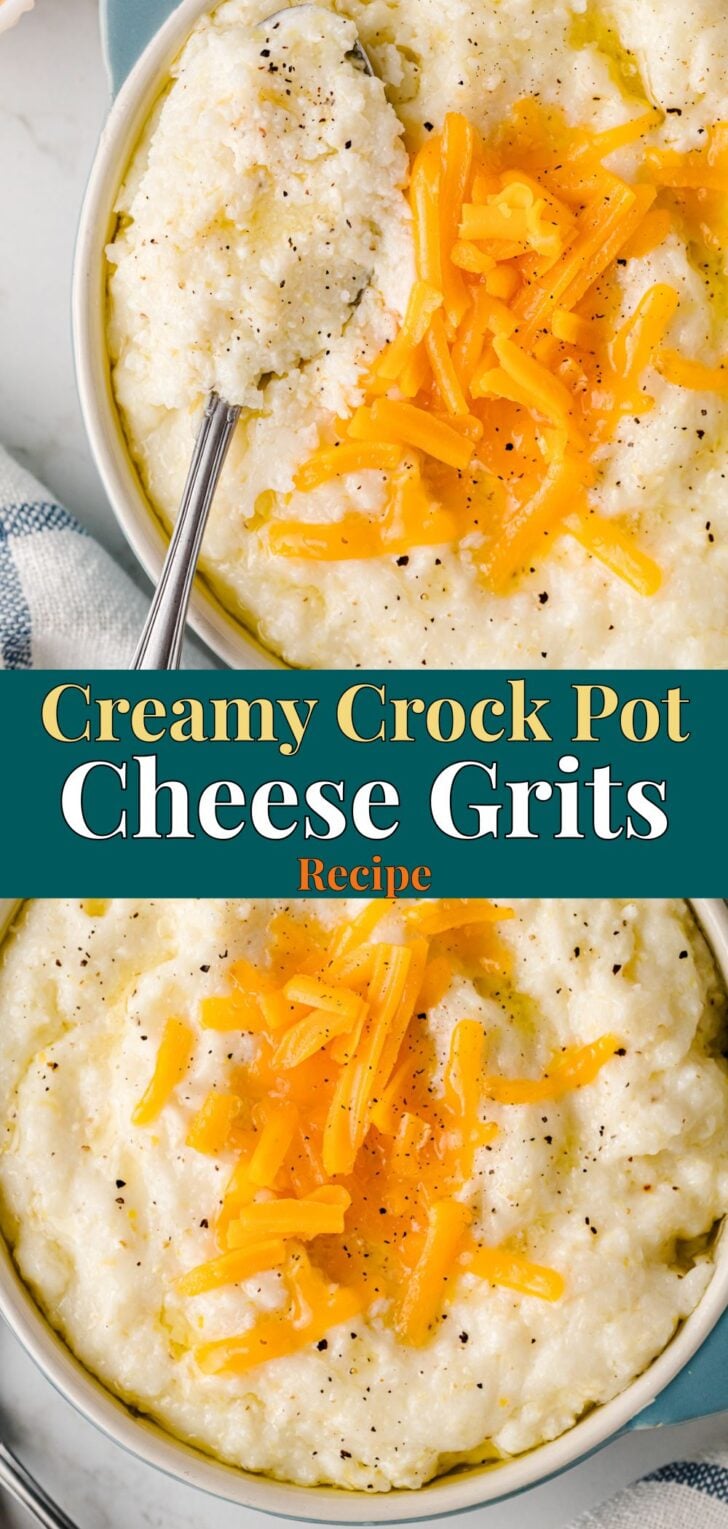Pinterest pin image for Slow Cooker Cheese Grits