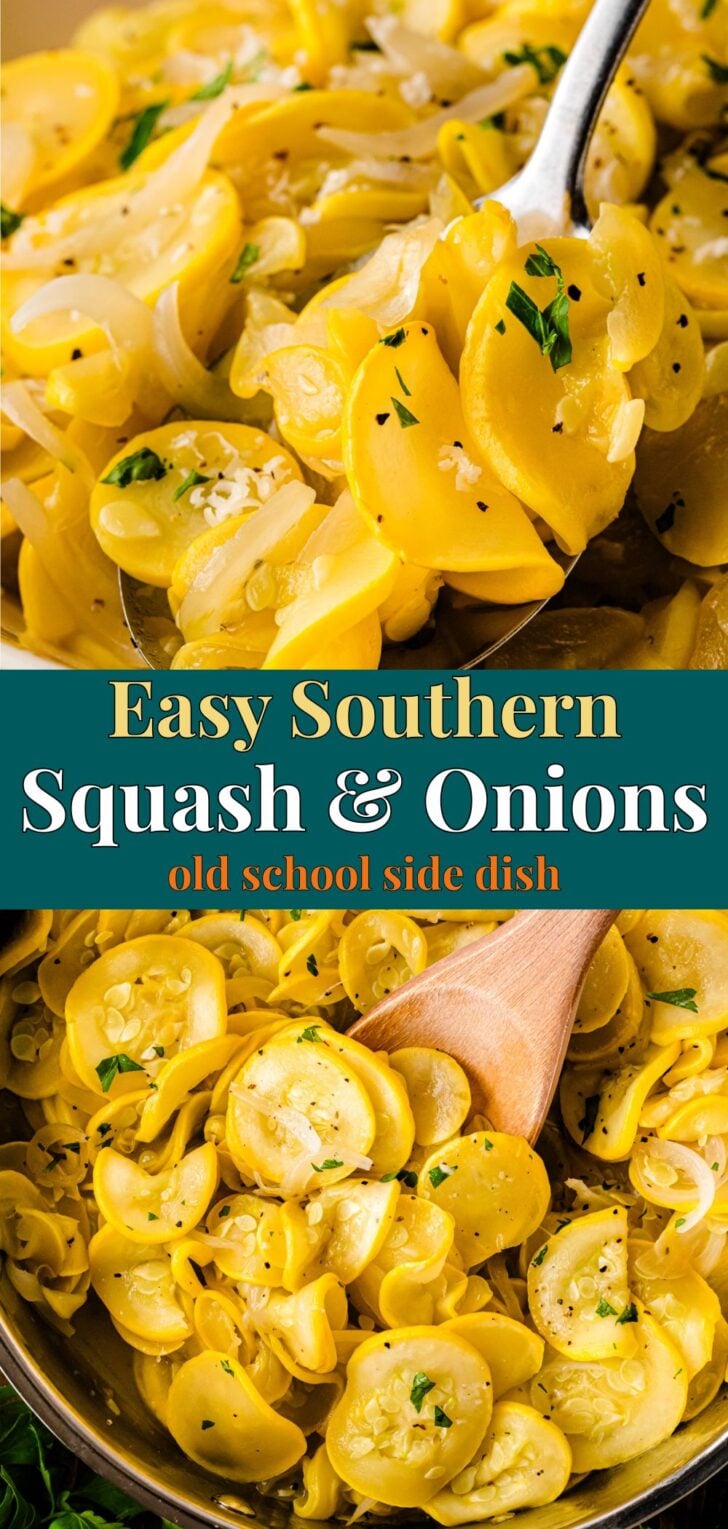 Pinterest pin image for Southern Squash and Onions