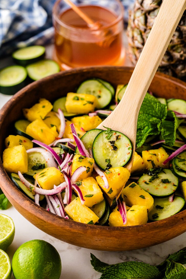 Pinterest pin image for Pineapple Cucumber Salad