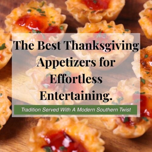 The Best Thanksgiving Appetizers for Effortless Entertaining: cheese and pimiento puff pastry bites garnished with chives on wooden surface,