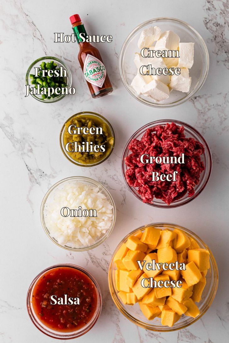 Ingredients for Slow Cooker Beef Queso Dip