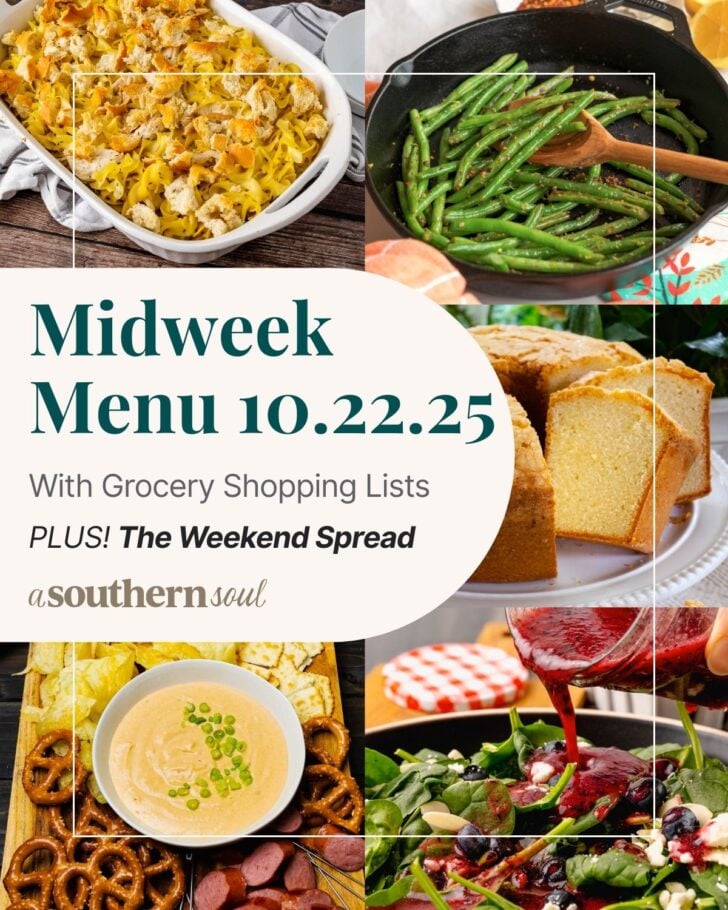 Pinterest pin image for Midweek Menu Meal Plan 10.22.25