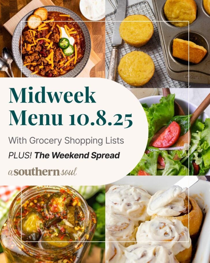 Pinterest pin image for Midweek Menu Meal Plan 10.8.25