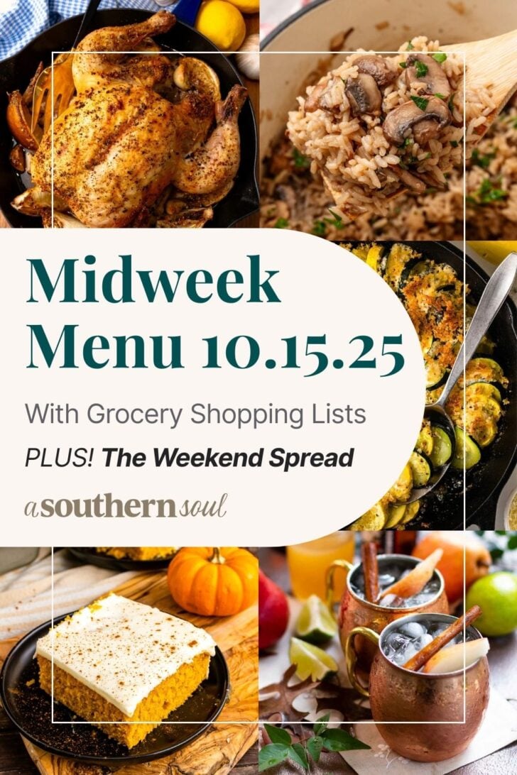 Pinterest pin image for Midweek Menu Meal Plan 10.15.25