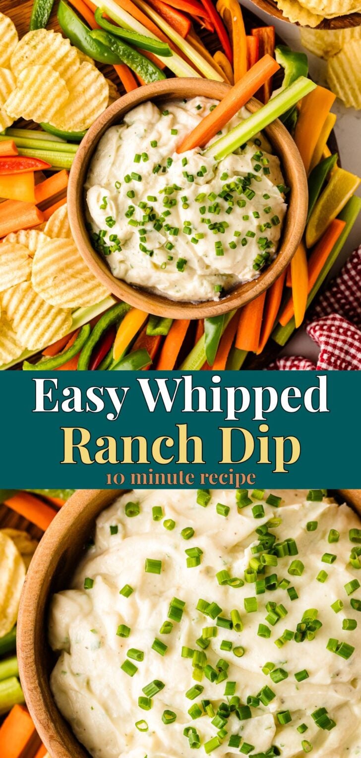 Pinterest pin image for Whipped Ranch Dip