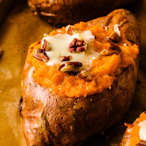 stuffed sweet potatoes from Roasted Asparagus with Lemon, Panko and Feta
