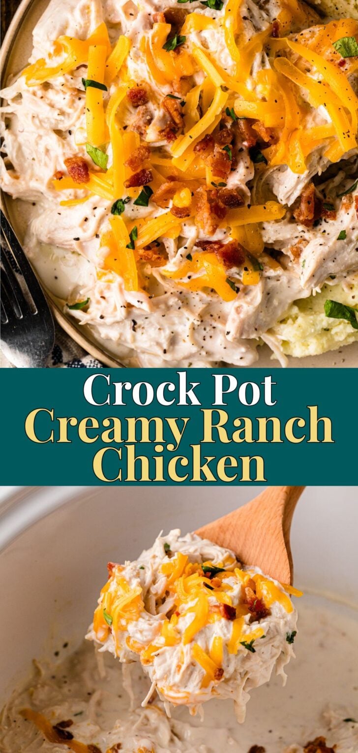 Pinterest pin image for Crock Pot Creamy Ranch Chicken
