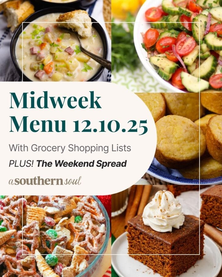 Pinterest pin image for Midweek Menu Meal Plan: 12.10.25
