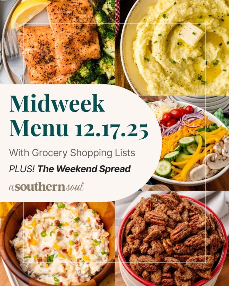 Pinterest pin image for Midweek Menu Meal Plan: 12.17.25