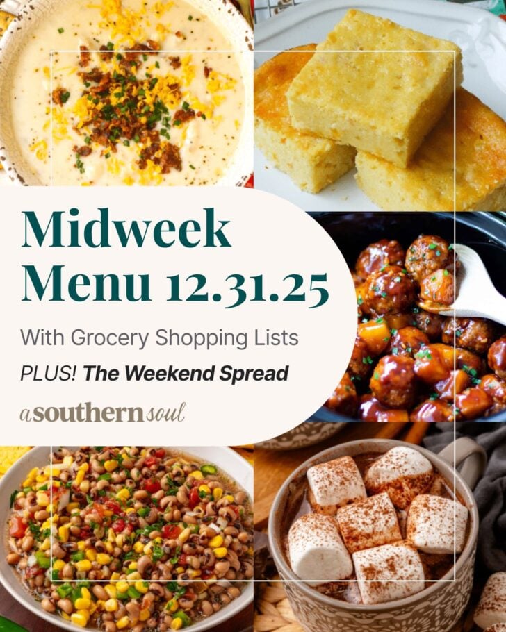 Pinterest pin image for Midweek Menu Meal Plan: 12.31.25