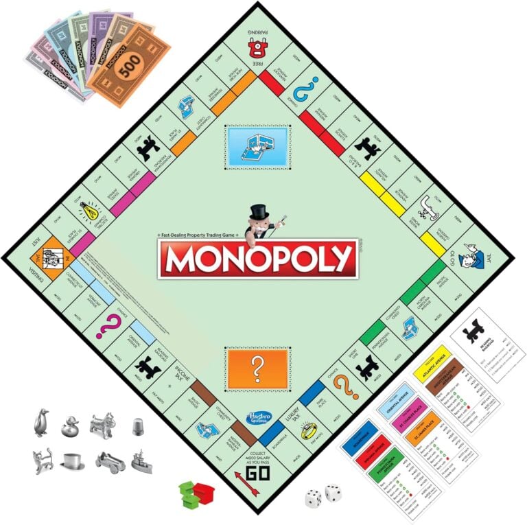 Monopoly board game with colorful property cards, play money, game pieces, and dice displayed for Make Every Holiday Moment Count With These