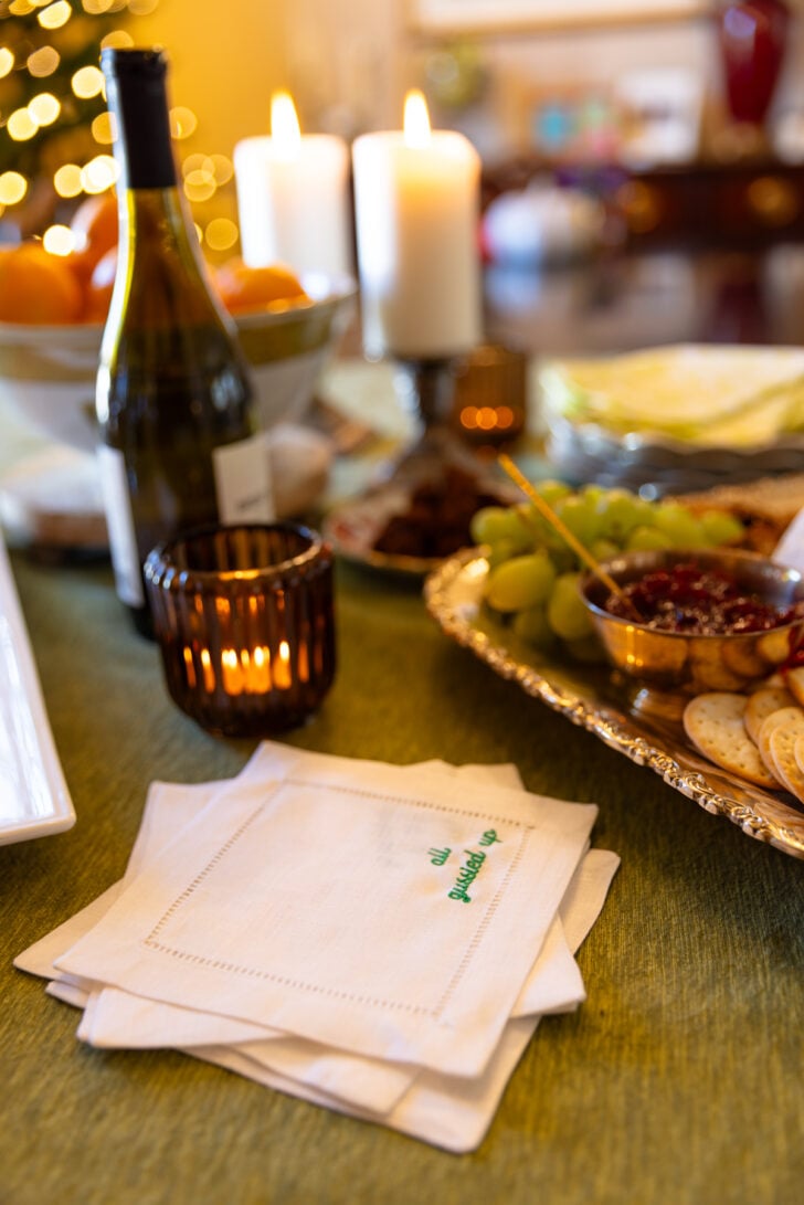Cocktail Napkins Table from Christmas Dinner Hosting Guide recipe