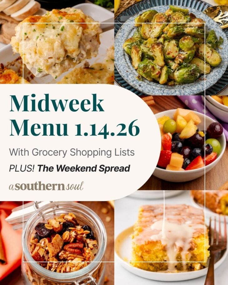 Pinterest pin image for Midweek Menu Meal Plan: 1.14.26
