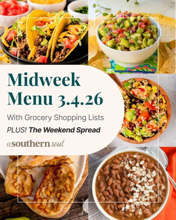 Pinterest pin image for Midweek Menu Meal Plan: 3.4.26