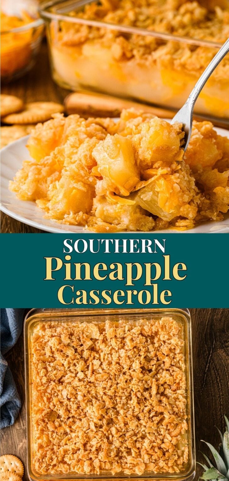 Pinterest pin image for Easy Southern Pineapple Casserole