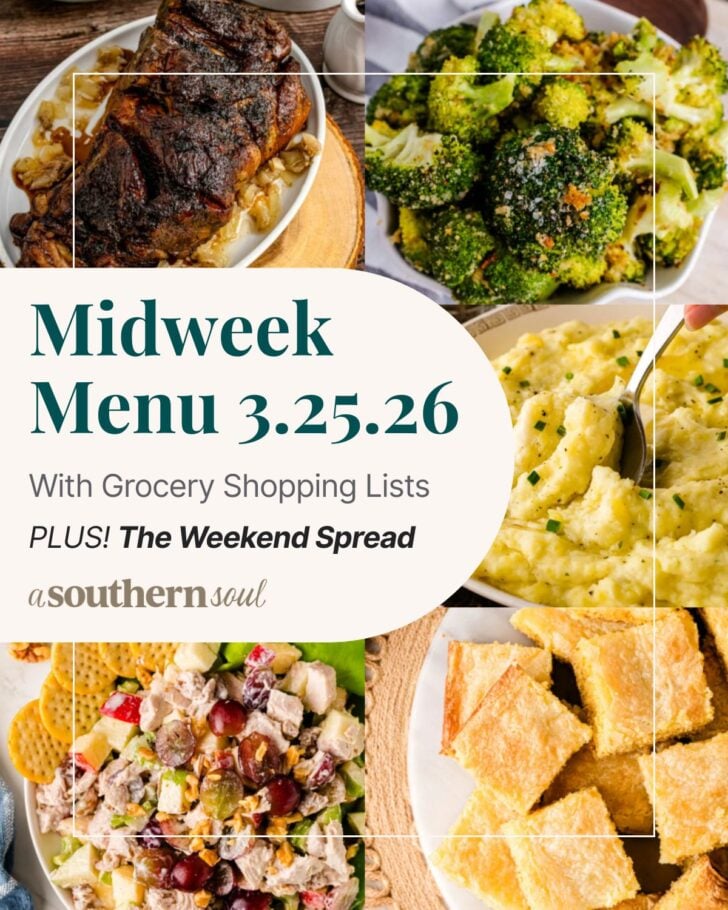 Pinterest pin image for Midweek Menu Meal Plan: 3.25.26