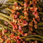 Pinterest pin for crock pot maple bacon green beans recipe